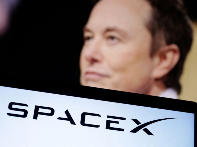 FILE PHOTO: SpaceX logo and Elon Musk photo are seen in this illustration taken, December 19, 2022. REUTERS/Dado Ruvic/Illustration/File Photo