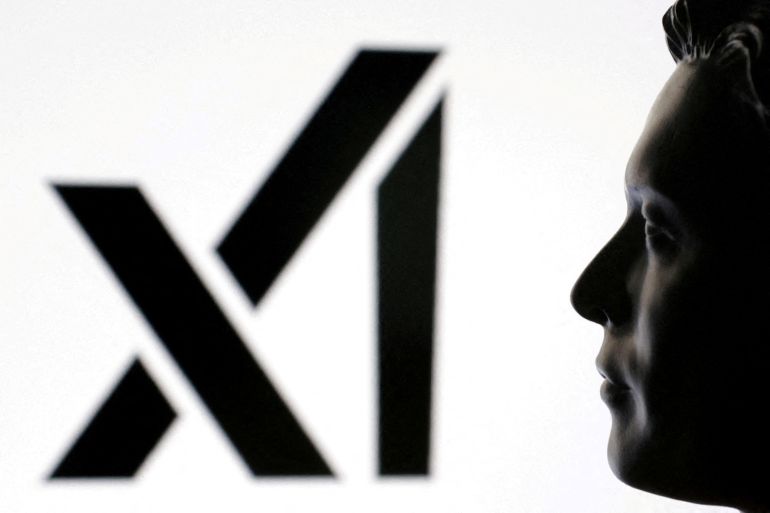 FILE PHOTO: A 3D-printed miniature model of Elon Musk and xAI logo are seen in this illustration created on February 16, 2025. REUTERS/Dado Ruvic/Illustration/File Photo