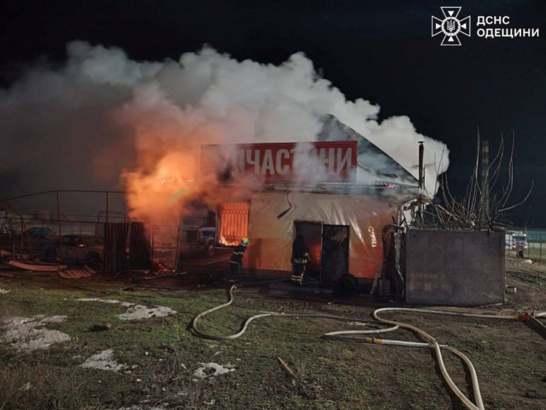 reuters_699c04f0-1771832560 Firefighters work at a compound of a private enterprise which was damaged during overnight Russian drone strikes, amid Russia's attack on Ukraine, in Odesa region, Ukraine February 23, 2026. Press service of the State Emergency Service of Ukraine in Odesa region/Handout via REUTERS ATTENTION EDITORS - THIS IMAGE HAS BEEN SUPPLIED BY A THIRD PARTY. DO NOT OBSCURE LOGO. BEST QUALITY AVAILABLE.