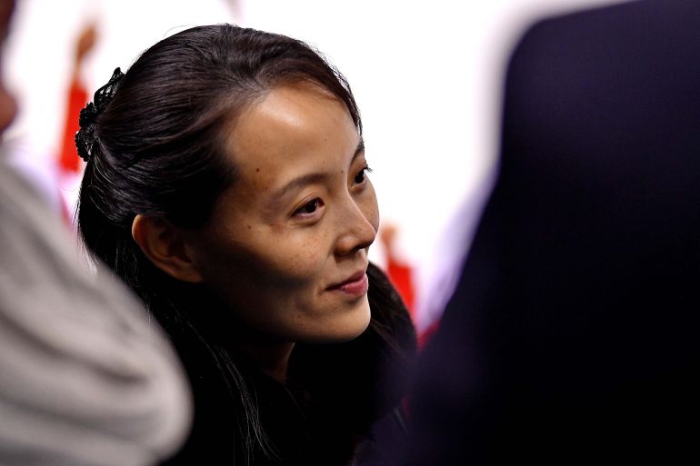 Feb 10, 2018; Gangneung, South Korea; Kim Yo-jong, sister of North Korean leader Kim Jong Un during women's ice hockey Group B play between Switzerland and Korea in the Pyeongchang 2018 Olympic Winter Games at Kwandong Hockey Centre. Mandatory Credit: Andrew Nelles-USA TODAY Sports