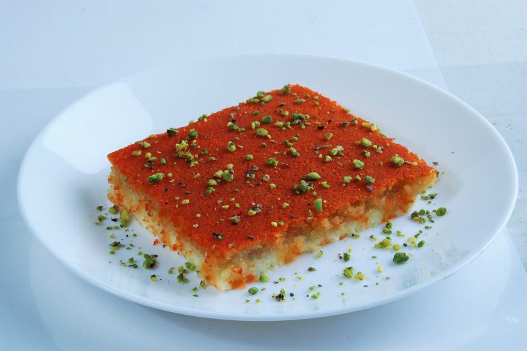 Kunafa Nablus with cheese and wonderful pistachio; Shutterstock ID 1805401855; purchase_order: aj; job: ; client: ; other: