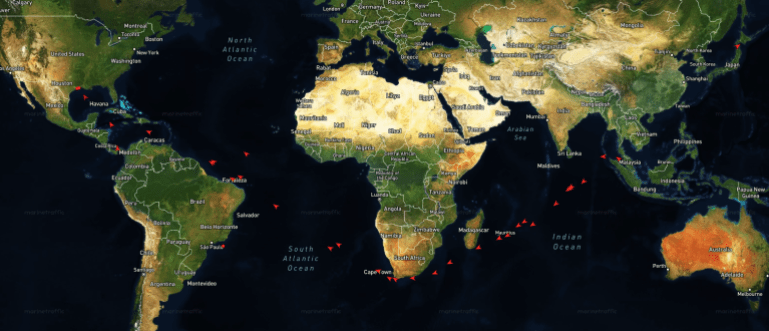 ناقلات نفط وغاز خرجت من الصين في طريقها إلى الولايات المتحدة (المصدر: مارين ترافيك)