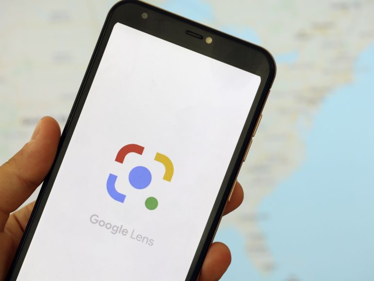 Google Maps - Google Lens- - ANKARA, TURKEY - MARCH 13: A phone screen displays logo of Google Lens in Ankara, Turkey on March 13, 2020.
