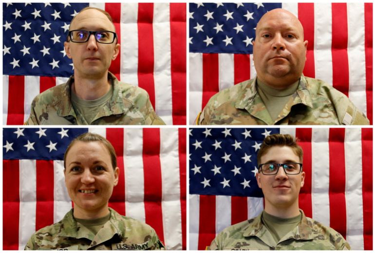 098-1773709568 A combination image of undated photos shows U.S. Army Reserve Captain Cody A. Khork, 35, of Winter Haven, Florida, U.S. Army Reserve Sgt. 1st Class Noah Tietjens, 42, of Bellevue, Nebraska, U.S. Army Reserve Sgt. 1st Class Nicole Amor, 39, of White Bear Lake, Minnesota, and U.S. Army Reserve Sgt. Declan Coady, 20, of West Des Moines, Iowa, who were killed March 1, 2026, at the Port of Shuaiba, Kuwait during a drone attack. THIS IMAGE HAS BEEN SUPPLIED BY A THIRD PARTY. THIS IMAGE WAS PROCESSED BY REUTERS TO ENHANCE QUALITY, AN UNPROCESSED VERSION HAS BEEN PROVIDED SEPARATELY. REFILE - CORRECTING LOCATION FROM "DES MOINES" TO "WEST DES MOINES". TPX IMAGES OF THE DAY