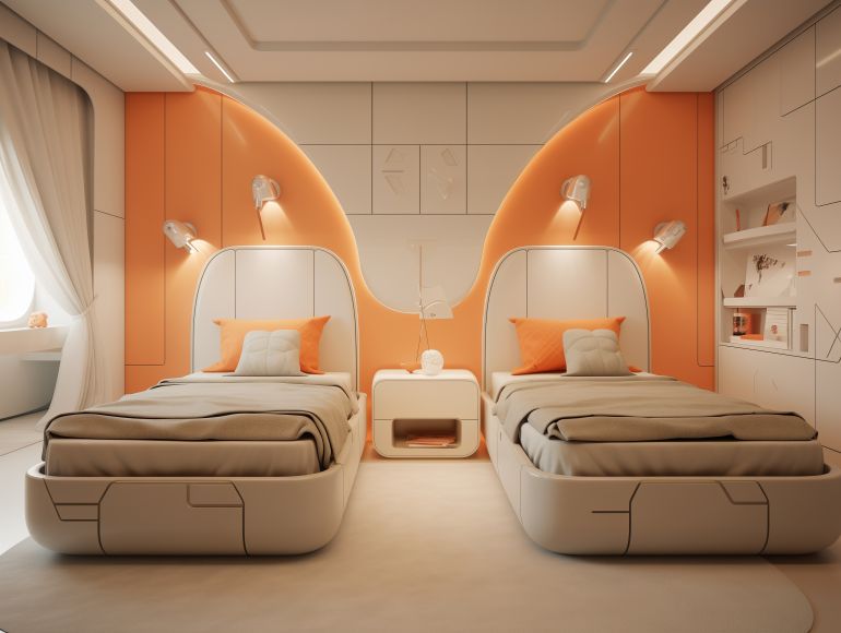 View of bedroom with futuristic decor and style freepik