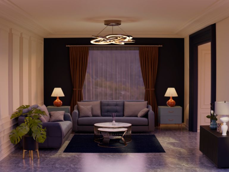 3d room interior with classic design and furniture freepik