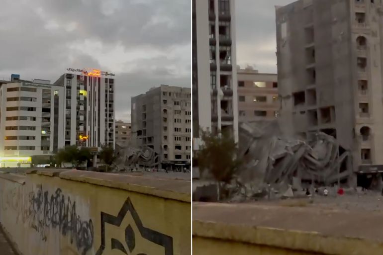 قصف إسرائيلي على منطقة بندر عباس من شاشة الجزيرة