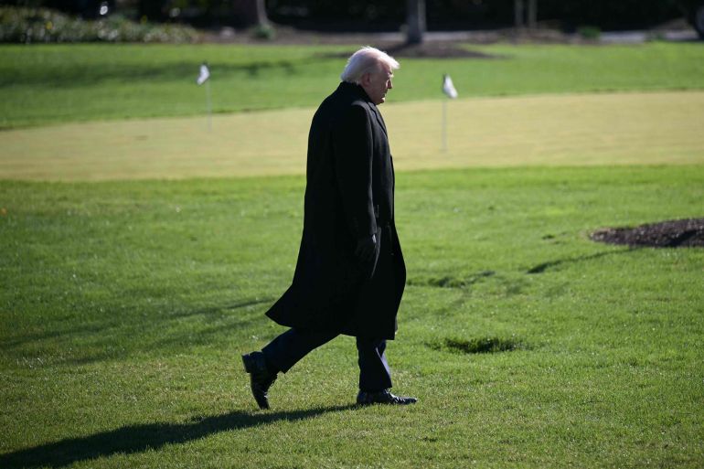 54d981d8bad8a8d984-1774969623 US President Donald Trump walks to the Oval Office at the White House in Washington, DC, as he returns from Dover Air Force Base in Delaware after attending a dignified transfer solemn event on March 18, 2026. President Trump traveled to Dover Air Force Base to pay his respects to 6 US military members who were killed during a crash of a refueling aircraft in western Iraq last week.