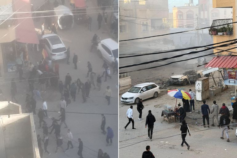 توصيف: صور لاستهداف سيارة شرطة في غزة المصدر: صحفيون عبر واتساب