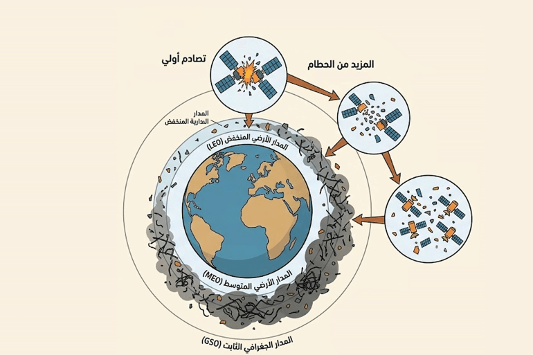 المصدر: الجزيرة/ صورة مولدة بالذكاء الاصطناعي ظاهرة كيسلر