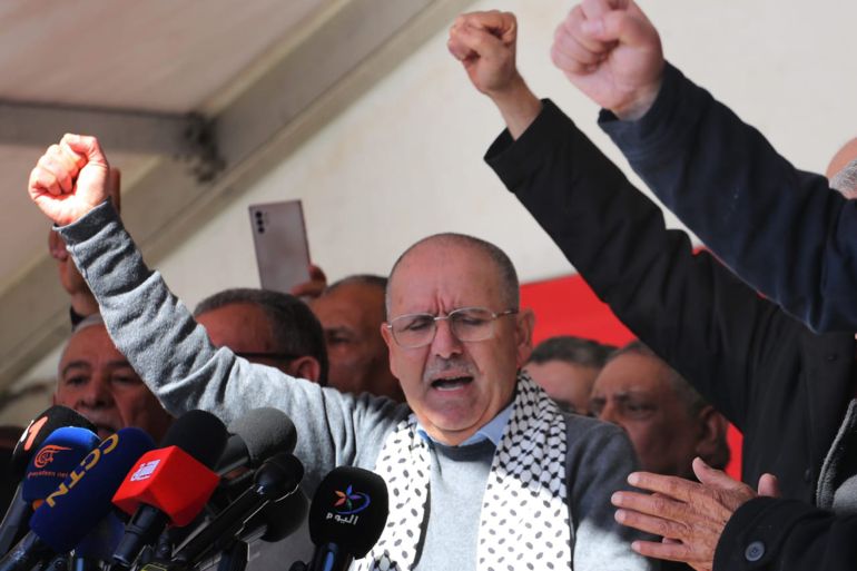 صورة 2: الأمين العام الشغل نور الدين الطبوبي/ساحة الحكومة بالقصبة/العاصمة تونس/مارس/آذار 2024