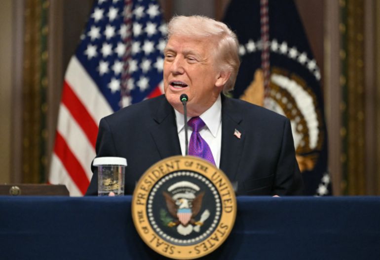 afp_69a8983875f0-1772656696 US President Donald Trump speaks during a roundtable on Ratepayer Protection Pledge in the Indian Treaty Room at the Eisenhower Executive Office Building on the White House campus in Washington, DC on March 4, 2026. (Photo by ANDREW CABALLERO-REYNOLDS / AFP)