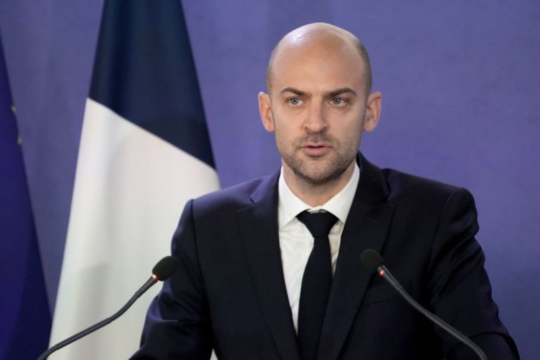 France's Foreign Affairs Minister Jean-Noel Barrot gives a press conference after a crisis meeting in Paris on March 2, 2026, following the conflict across the Middle East region after the massive Israel-US attack on Iran to topple Tehran's ruling clerics. (Photo by Thibault Camus / POOL / AFP)