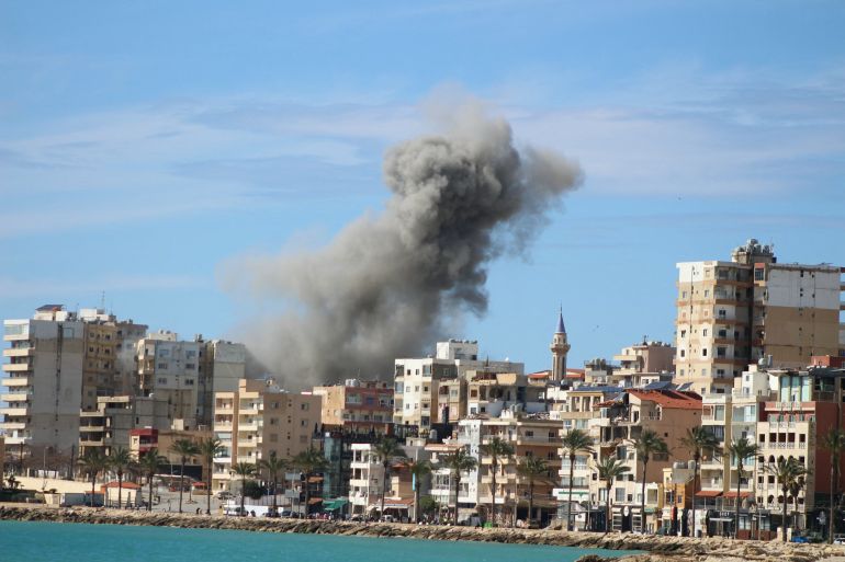 afp_69c38cddd6d9-1774423261 Smoke rises from the site of an Israeli airstrike that targeted the eastern outskirts of the southern Lebanese coastal city of Tyre on March 24, 2026.