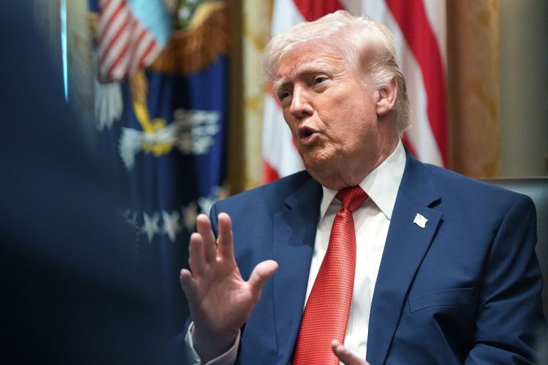President Donald Trump speaks during a Cabinet meeting at the White House, Thursday, March 26, 2026, in Washington. (AP Photo/Alex Brandon)