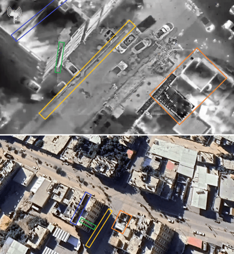 ** صورة داخلية**تحديد جغرافي للقصف على مخيم النصيرات وسط قطاع غزة (غوغل إيرث)