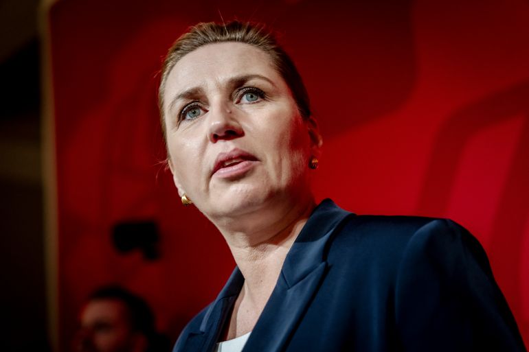 epa12847522 Chairwoman of the Social Democrats, Mette Frederiksen, speaks during the Social Democrats' election celebration in Copenhagen, Denmark, 24 March 2026. Danish voters on 24 March headed to the polls for a snap parliamentary election. EPA/MADS CLAUS RASMUSSEN DENMARK OUT