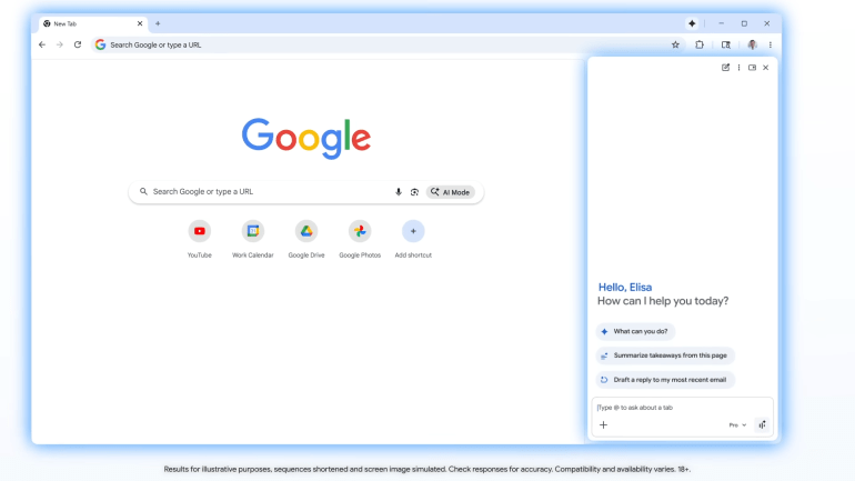 gemini-in-chrom-1774862643 الوصول إلى مزايا الذكاء الاصطناعي الجديدة يتم عبر الشريط الجانبي في متصفح "كروم" (غوغل/يوتيوب)