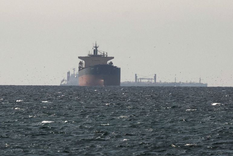 Tankers sail in the Gulf, near the Strait of Hormuz, as seen from northern Ras al-Khaimah, near the border with Oman’s Musandam governance, amid the U.S.-Israeli conflict with Iran, in United Arab Emirates, March 11, 2026. REUTERS/Stringer