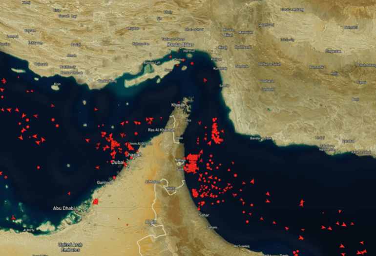 توقف حركة المرور في مضيق هرمز موقع مارين ترافيك