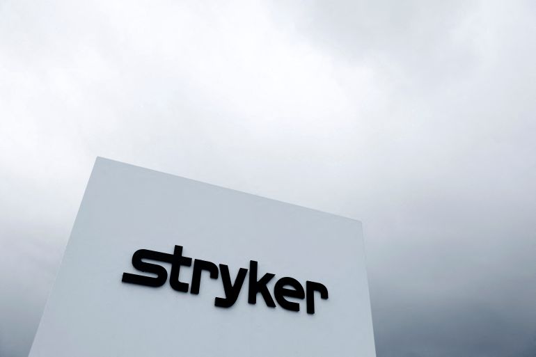 The logo of Stryker medical technology is seen on their plant in the IDA (Industrial Development Agency) estate, in Carrigtwohill, County Cork, Ireland March 28, 2025. REUTERS/Clodagh Kilcoyne