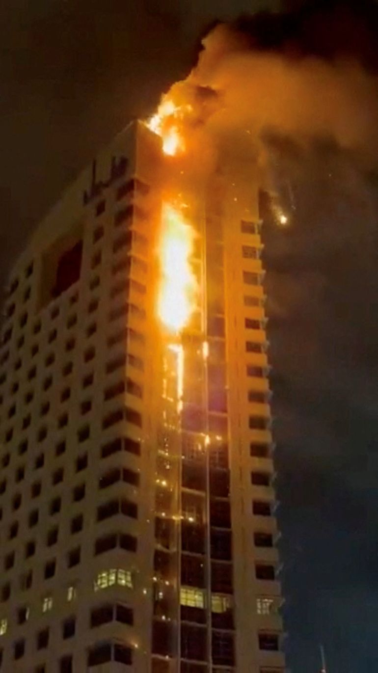 Smoke rises from a building on fire, in the aftermath of what the Kuwaiti Army says is a drone attack, amid the U.S.-Israeli conflict with Iran, in Kuwait City, Kuwait March 8, 2026 in this screengrab taken from a social media video. SOCIAL MEDIA/via REUTERS THIS IMAGE HAS BEEN SUPPLIED BY A THIRD PARTY. NO RESALES. NO ARCHIVES. VERIFICATION: Reuters was able to confirm the location from buildings, road layout, road signs and the bridge which matched file image and satellite images. Coordinates of the building being hit were at 29.362763799479662, 47.98382949072929. Reuters was able to confirm the date of the video from government statements and local news reports. Kuwait military wrote on X that some civilian facilities were damaged, and the General Organization for Social Insurance confirmed that the main building of the organization was targeted on March 8. TPX IMAGES OF THE DAY