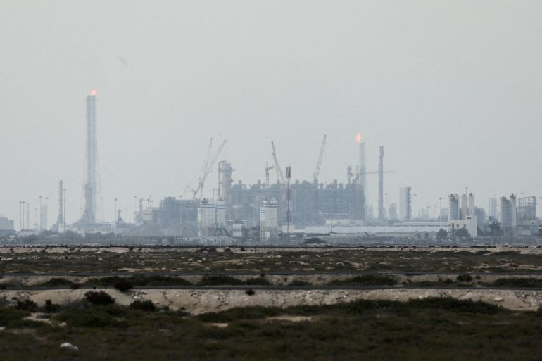 FILE PHOTO: QatarEnergy's liquefied natural gas (LNG) production facilities, amid the U.S.-Israeli conflict with Iran, in Ras Laffan Industrial City, Qatar March 2, 2026. REUTERS/Stringer/File Photo