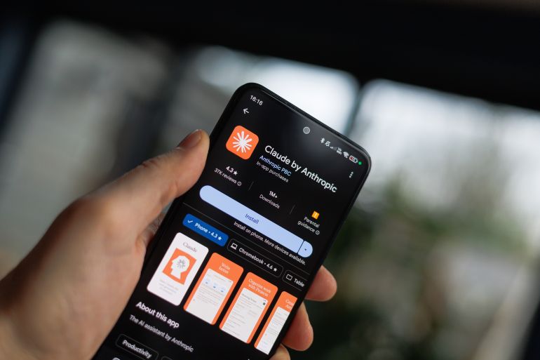 shutterstock1-1771062669 Norwich, Norfolk, UK - February 5th 2025: close up of Claude AI on mobile phone device