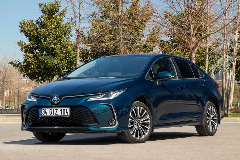 Istanbul, Turkey - April 05 2024 : Toyota Corolla Hybrid is a fuel-efficient hybrid variant of the popular Toyota Corolla sedan.; Shutterstock ID 2447623757; purchase_order: aj; job: ; client: ; other: