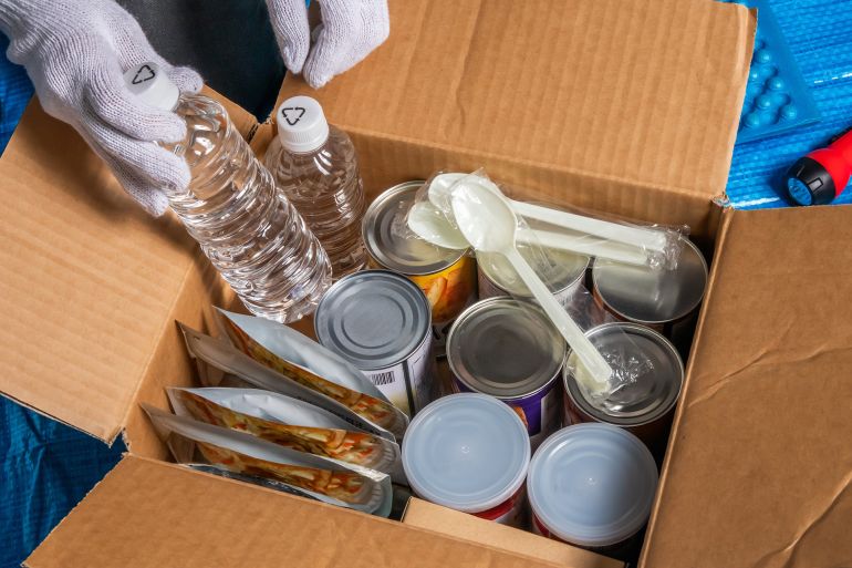 Disaster emergency kit (food, water, lighting equipment); Shutterstock ID 2623760205; purchase_order: aj; job: ; client: ; other:
