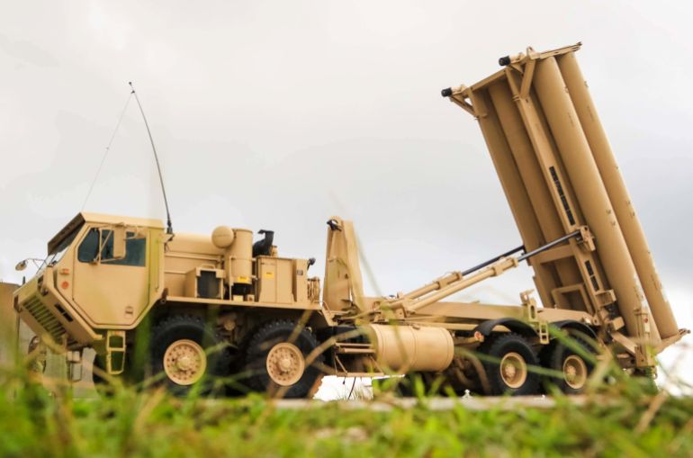 thaad1-1728817622 A U.S. Army Terminal High Altitude Area Defense (THAAD) weapon system is seen on Andersen Air Force Base, Guam, October 26, 2017. U.S. Army/Capt. Adan Cazarez/Handout via REUTERS. ATTENTION EDITORS - THIS IMAGE WAS PROVIDED BY A THIRD PARTY