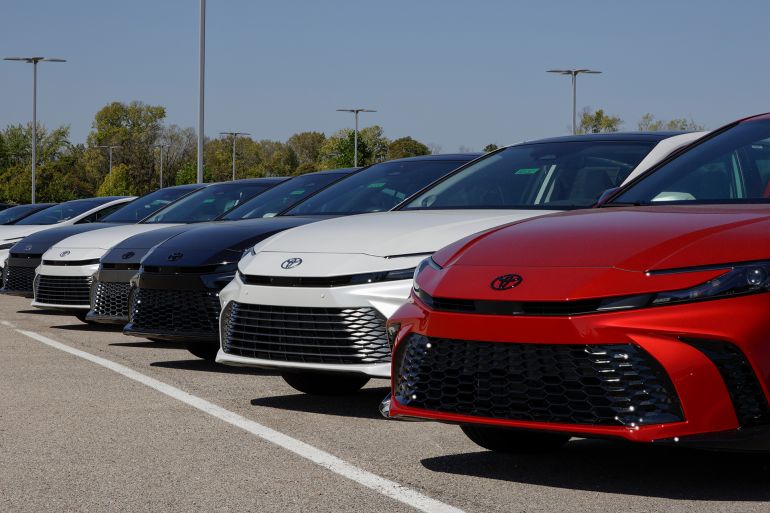 Noblesville - September 28, 2025: Toyota Camry display at a dealership. Toyota offers the Camry in LE, SE, Nightshade, XLE, and XSE models MY:2026; Shutterstock ID 2685471811; purchase_order: aj; job: ; client: ; other: