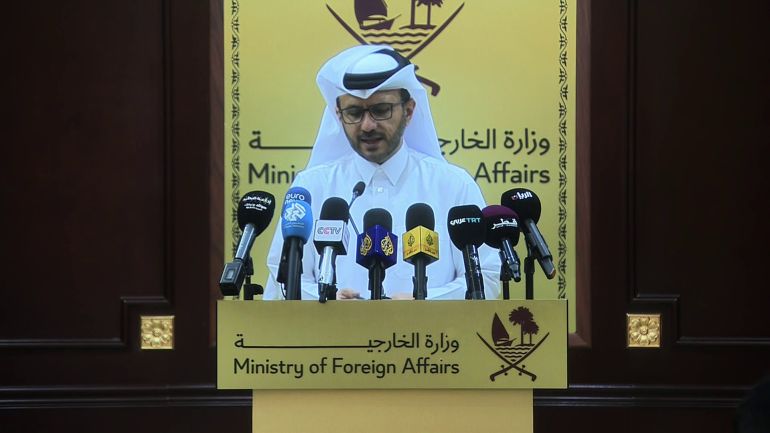 video-1-1759229378 المؤتمر الصحفي للمتحدث باسم الخارجية القطرية ماجد الأنصاري