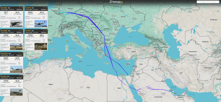بيانات ملاحية لطائرات عسكرية أمريكية تنطلق من ألمانيا (فلايت رادار)