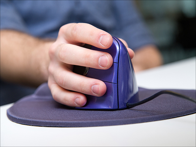 مع الفأرة العمودية لا يتم تدوير الساعد للداخل. (النشر مجاني لعملاء وكالة الأنباء الألمانية “dpa”. لا يجوز استخدام الصورة إلا مع النص المذكور وبشرط الإشارة إلى مصدرها.) عدسة: dpa