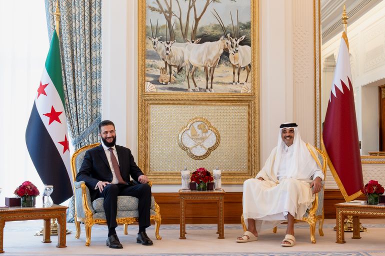 سمو الأمير ورئيس الجمهورية العربية السورية الشقيقة يستعرضان تطورات الأوضاع الإقليمية والدولية خلال اجتماع عقد في الديوان الأميري @وكالة الأنباء القطرية