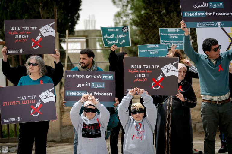 564d8bad8a8d98ad984-1775239029 BEIT JALA, WEST BANK - APRIL 3: Israeli and Palestinian activists protest against the new death penalty law, approved earlier this week by the Knesset, on April 3, 2026 in Beit Jala, West Bank. Iran has continued firing waves of drones and missiles at Israel after the United States and Israel launched a joint attack on Iran early on February 28th. (Photo by Erik Marmor/Getty Images)