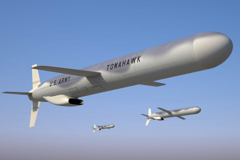 Three Tomahawk cruise missile. 3d render.
