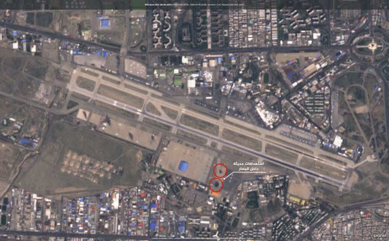 صور أقمار صناعية لاستهداف إسرائيل طائرتين في مطار مهراباد (سينتنال-2)