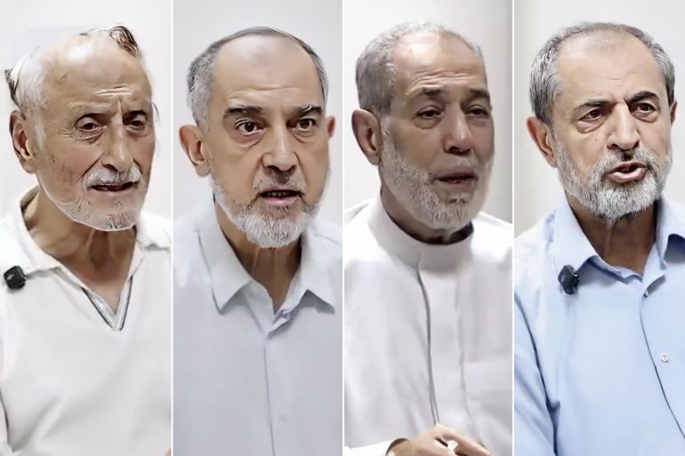 كومبو تجمع المتهمين الأربعة خلال جلسة التحقيق محمد ابراهيم الشعار - وأحمد حسون عاطف نجيب - ابراهيم حويجة المصدر حساب وزارة العدل السورية على إكس