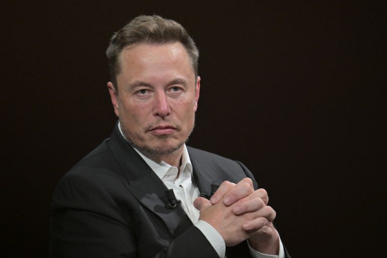 (FILES) SpaceX, Twitter and electric car maker Tesla CEO Elon Musk looks on as he speaks during his visit at the Vivatech technology startups and innovation fair at the Porte de Versailles exhibition center in Paris, on June 16, 2023.