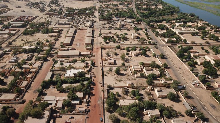 (FILES) An aerial image shows a general view of Gao, in Mali, on November 26, 2019.