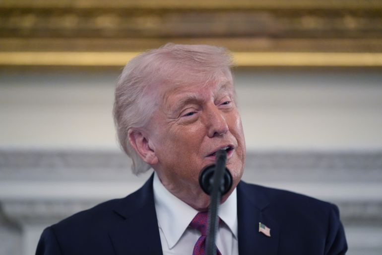 ap_69e925528757b-1776887122 President Donald Trump speaks during an event for NCAA national champions in the State Dining Room of the White House, Tuesday, April 21, 2026, in Washington. (AP Photo/Alex Brandon)