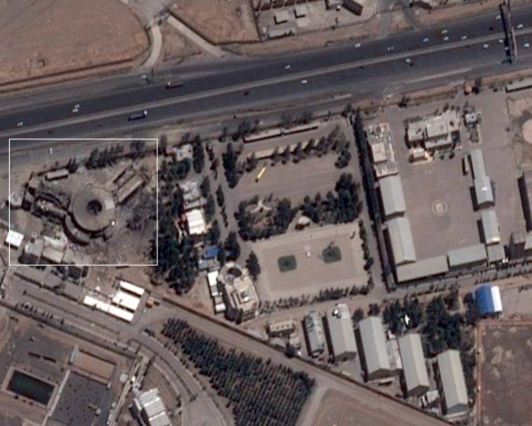 صور أقمار صناعية ترصد أضرارا في مبنى آخر في مقر قيادة الشرطة بمحافظة أصفهان ( إيرباص)