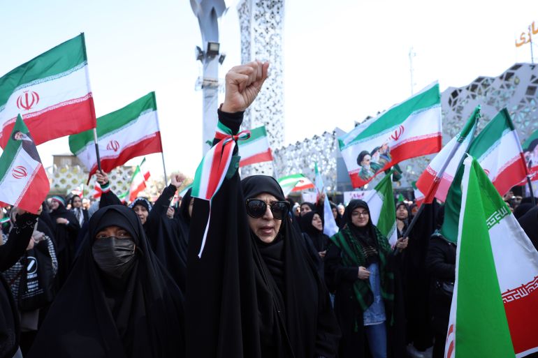 epa12896528 Iranian women take part in an anti-US and Israeli rally called 'sacrificed girls' in Tehran, Iran, 17 April 2026. The conflict between Iran and the US over the strait of Hormuz continues. A joint Israeli and US military operation, launched on 28 February, continues to target multiple locations across Iran. EPA/ABEDIN TAHERKENAREH