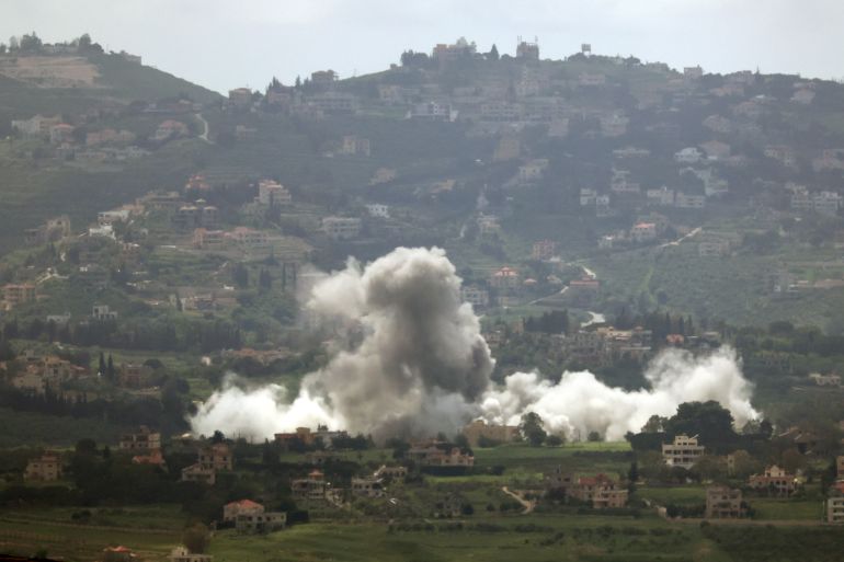 epa_69f1d65f75a9-1777456735 epa12919847 Smoke rises following an Israeli airstrike in a southern Lebanese village, as seen from the Upper Galilee in northern Israel, 28 April 2026, amid a ceasefire between Israel and Lebanon. EPA/ATEF SAFADI
