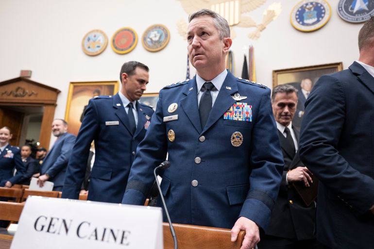 epa12922082 Joint Chiefs of Staff Chair Dan Caine arrives before US Secretary of Defense Pete Hegseth, and Under Secretary of Defense (CFO), Jules Hurst III also testify before the House Armed Services Committee in the Rayburn House Office Building in Washington, DC, USA, 29 April 2026. Hegseth was there to request 1.5 trillion US dollars for the Pentagon’s defense budget in fiscal 2027. EPA/LUKE JOHNSON