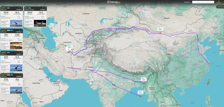 بيانات ملاحية لحركة الطيران الإيراني بعد تمديد الهدنة مع الولايات المتحدة (فلايت رادار)