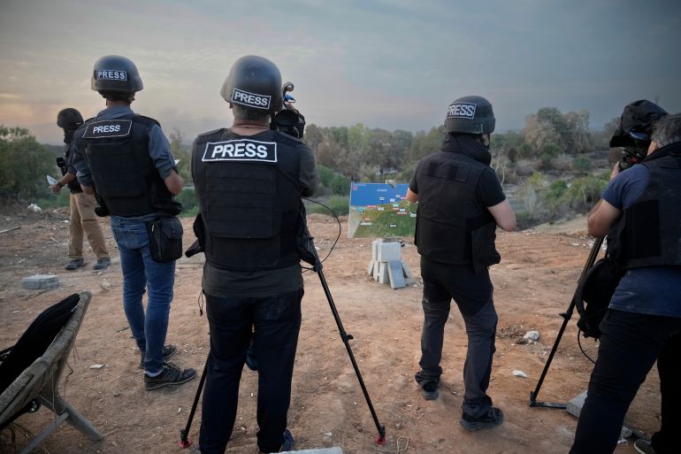 getty_68fcc63d44-1761396285 SDEROT, ISRAEL - NOVEMBER 13: Journalists report from a vantage point overlooking northern Gaza on November 13, 2023 Sderot, Israel. More than month after Hamas's Oct. 7 attacks, the country's military has continued its sustained bombardment of the Gaza Strip and launched a ground invasion to vanquish the militant group that governs the Palestinian territory. (Photo by Christopher Furlong/Getty Images)