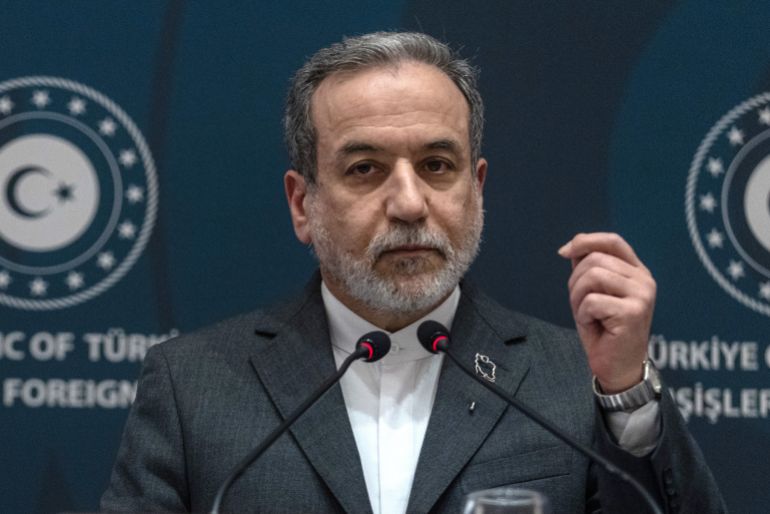 ISTANBUL, TURKEY - JANUARY 30: Iranian Foreign Minister Abbas Araghchi gives a statement at the Ritz Hotel as he meets Turkey's Foreign Minister Hakan Fidan, on January 30, 2026 in Istanbul, Turkey. Protests that began in Tehran on December 28 over worsening economic conditions escalated into one of the deadliest anti-government uprisings in the history of the Islamic Republic of Iran. Iranian authorities say at least 3,117 people were killed, while human rights groups estimate the toll could reach 6,000 or more and warn it may rise once internet blackouts are lifted. U.S. President Donald Trump has sent an armada of U.S. warships toward Iran and warned Tehran that time was running out to negotiate a deal on its nuclear program. This week, The European Union agreed to list Iran's paramilitary Revolutionary Guard as a terrorist organization. (Photo by Burak Kara/Getty Images)